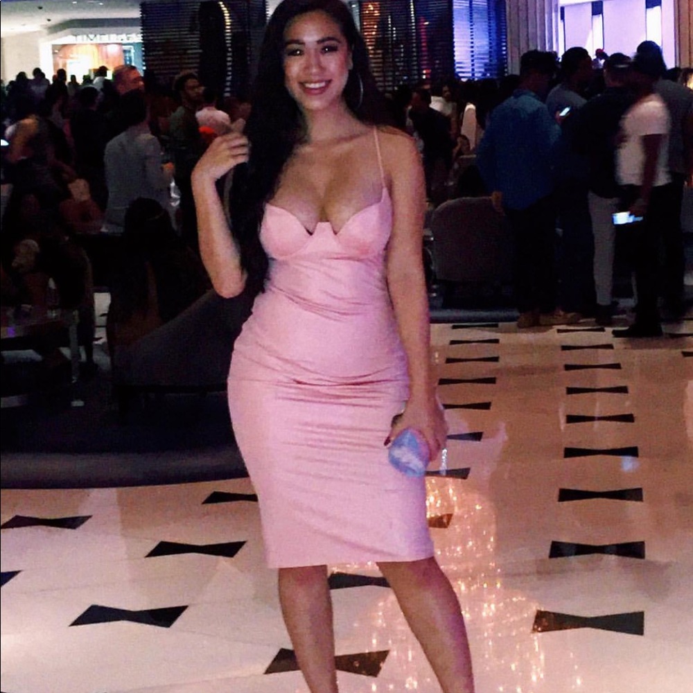 Pink leather fashionnova dress